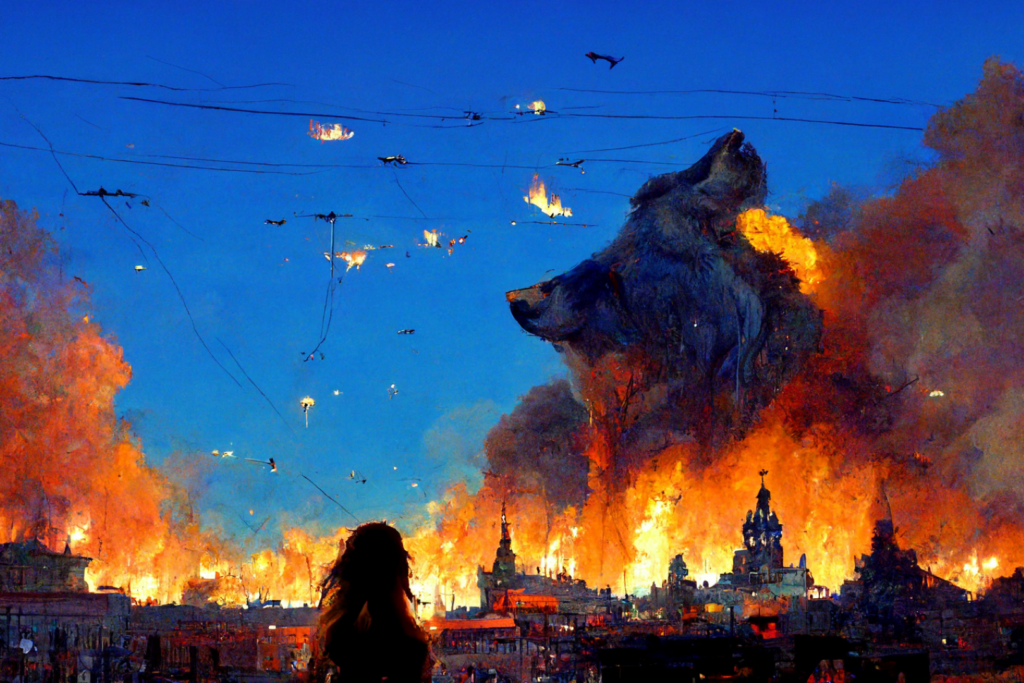 conduit_zeppeline_above_in_blue_sky_bikini_cowgirl_surrounded_b_70364b9b-fa4d-4b3e-b2b1-d3c662d8fabd