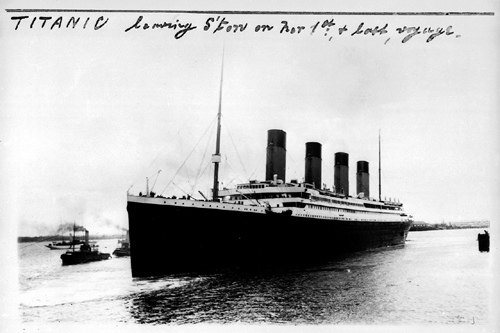 SS Titanic leaving Southampton.